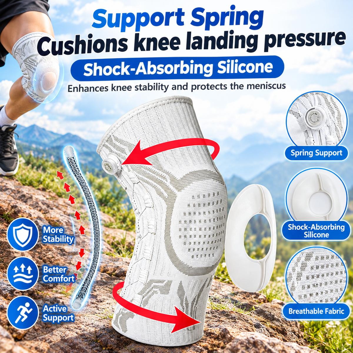 Adjustable Compression Knee Support – Knob Design + Patella