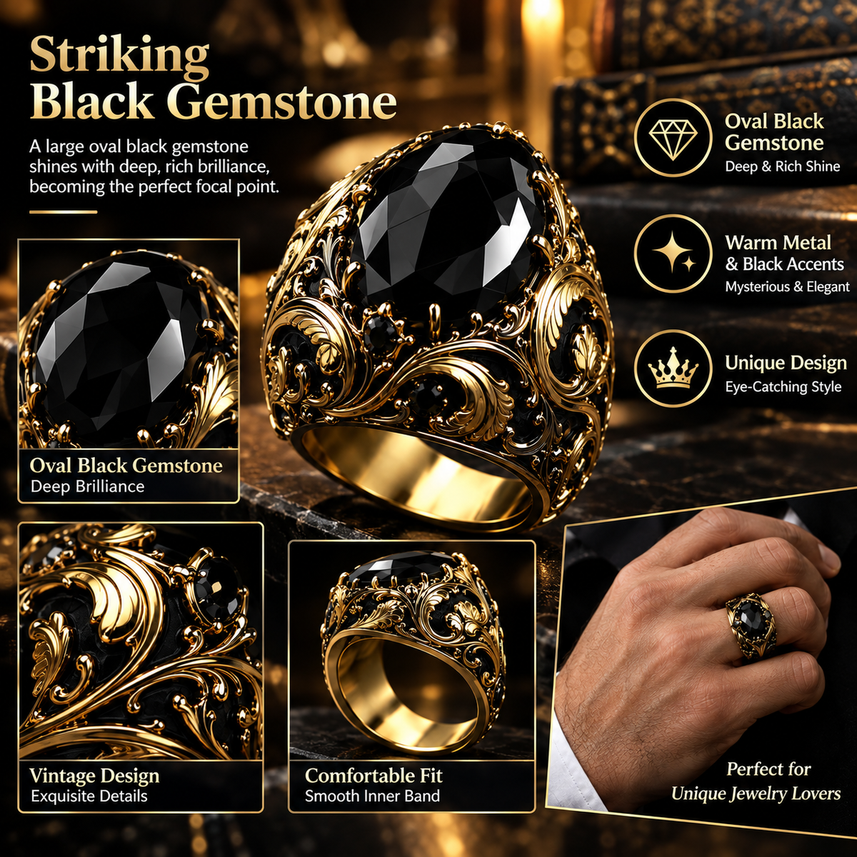 Vintage Men's Marquise Cut Ring