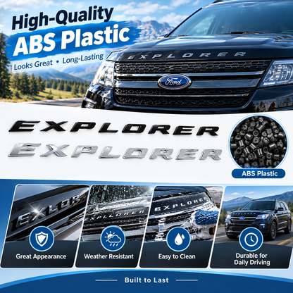 Front Hood Raised Explorer Letters Fit for 2011-2026 Explorer Model Emblem Decal Badge
