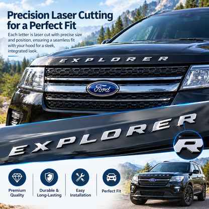 Front Hood Raised Explorer Letters Fit for 2011-2026 Explorer Model Emblem Decal Badge