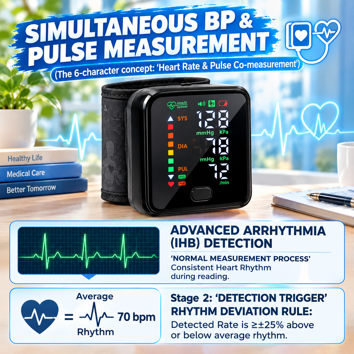 Rechargeable Wrist Blood Pressure Monitor Wristwatch