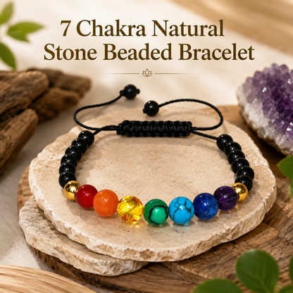 Seven-Chakra Natural Stone Beaded Bracelet