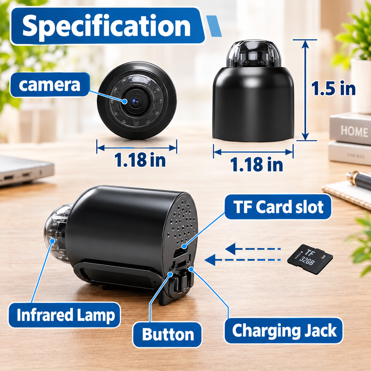 X5 Wireless Home Security Camera - 720P HD Wi-Fi Dual-Use Monitor