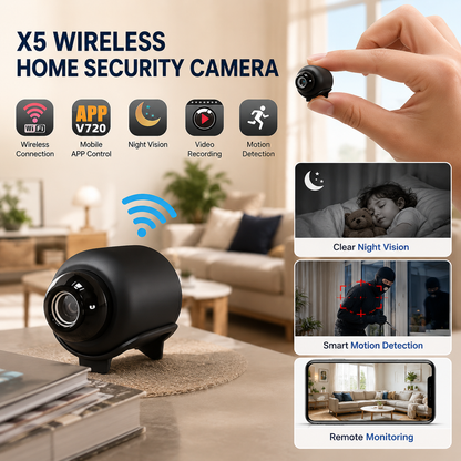 X5 Wireless Home Security Camera - 720P HD Wi-Fi Dual-Use Monitor
