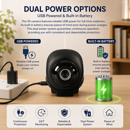X5 Wireless Home Security Camera - 720P HD Wi-Fi Dual-Use Monitor