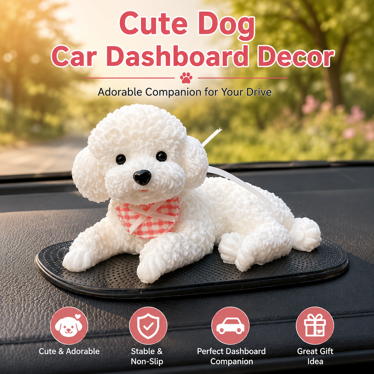 Cute Silicone Puppy Car Dashboard Ornament