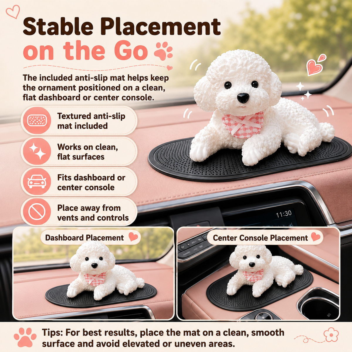 Cute Silicone Puppy Car Dashboard Ornament