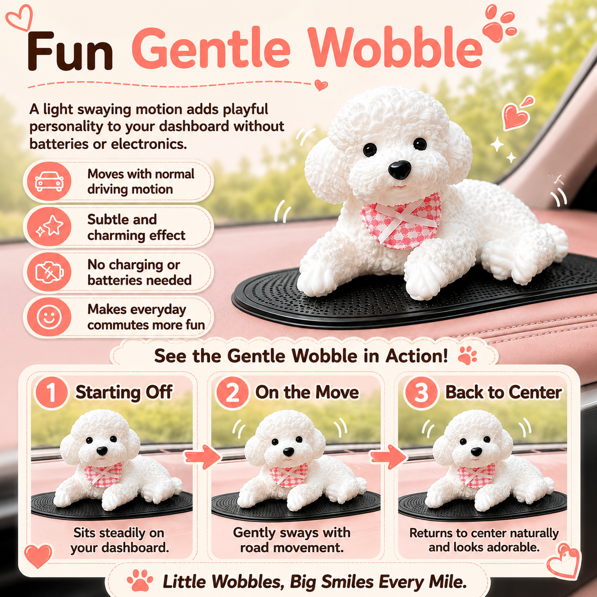 Cute Silicone Puppy Car Dashboard Ornament