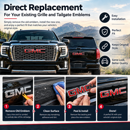 Premium GMC Grille & Tailgate Emblem Replacement Badge Fits 19-26 Sierra