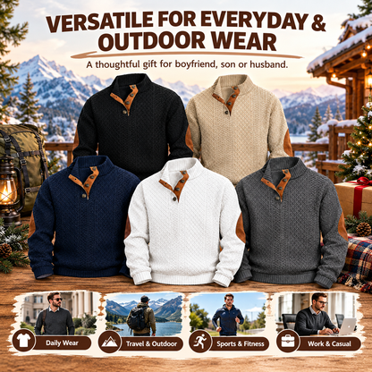 Men's Jacquard Stand-Collar Henley Shirt