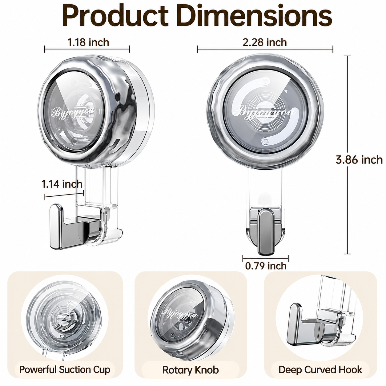 4Pcs Heavy Duty Suction Cup Hooks,Suction Cup Hooks for Shower
