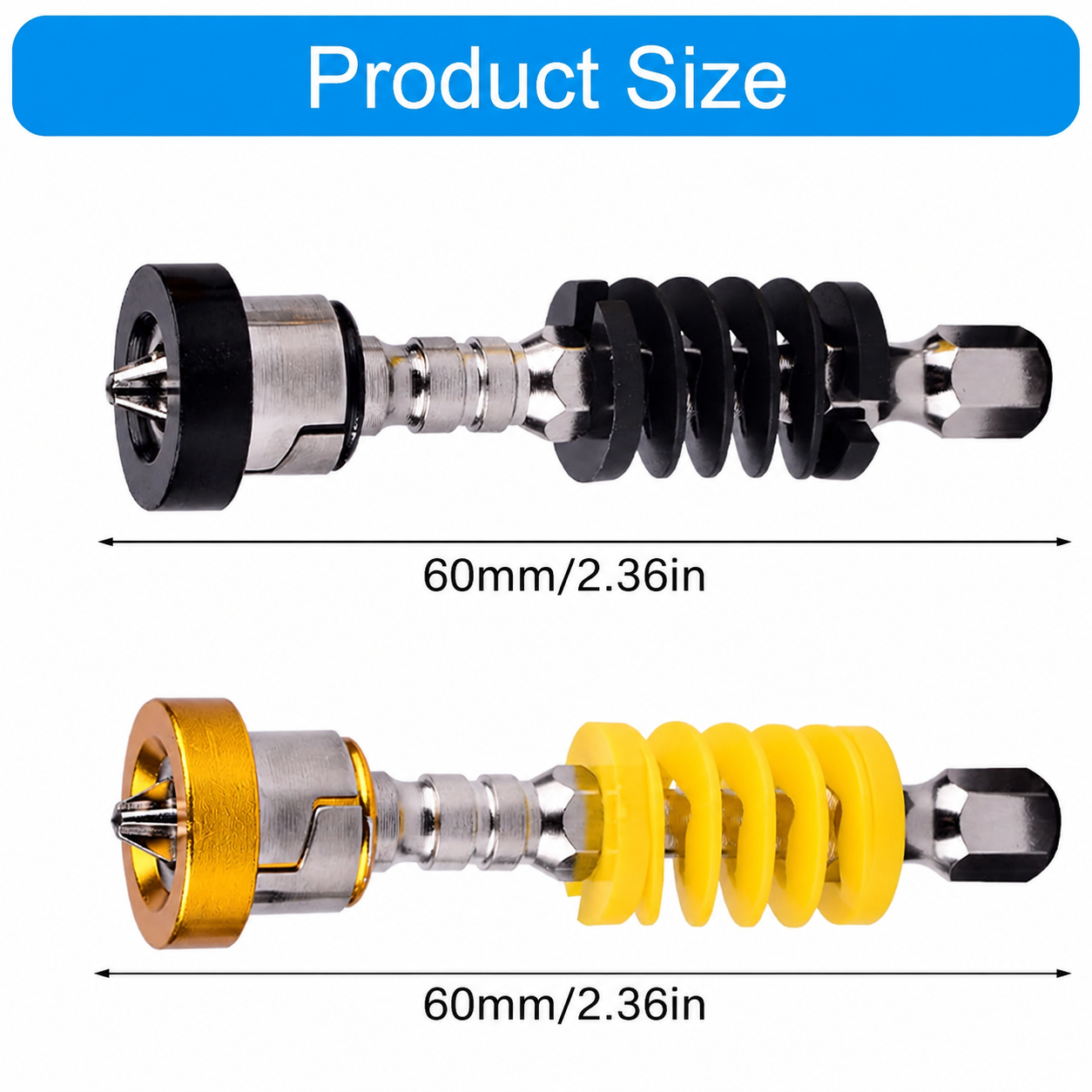 Pack Of 2 Magnetic Spring Loaded Screwdriver Bit Quickly Release Spring Mechanism For Electric Drills Power Tool