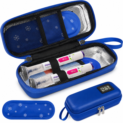 Insulin Cooler Travel Case with Temperature Display - Refrigerated Medicine Cooling Bag with 1 TSA Approved Ice Pack
