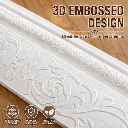 Self-adhesive 3D floral pattern skirting board trim