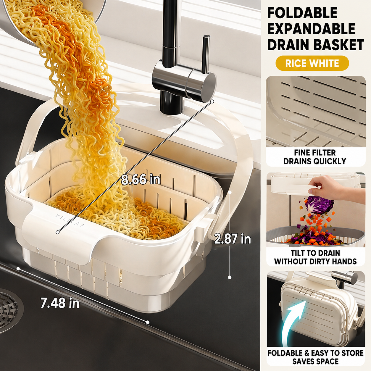 Simple Hanging Telescopic Drain Basket for Home and Kitchen