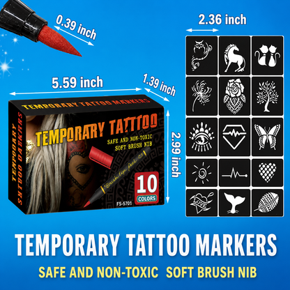 10PCS Temporary Tattoo Markers for Skin Set