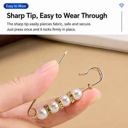 8PCS Pearl Brooch Pins for Women Pants Dress Skirt Waist Scarf Clip Brooch Accessories