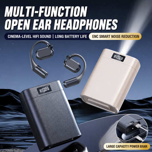 Bluetooth headphones with a power bank and LED light