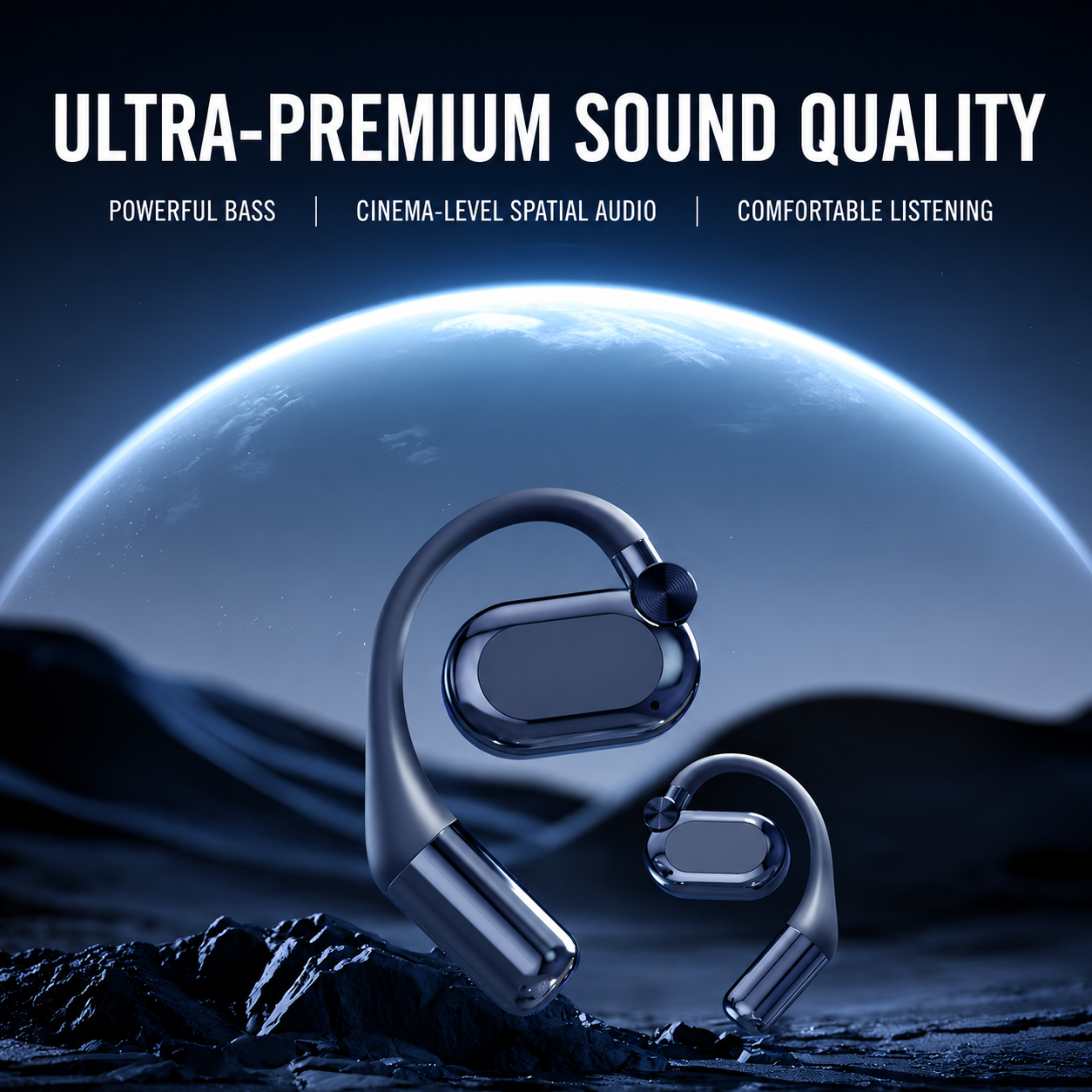Bluetooth headphones with a power bank and LED light
