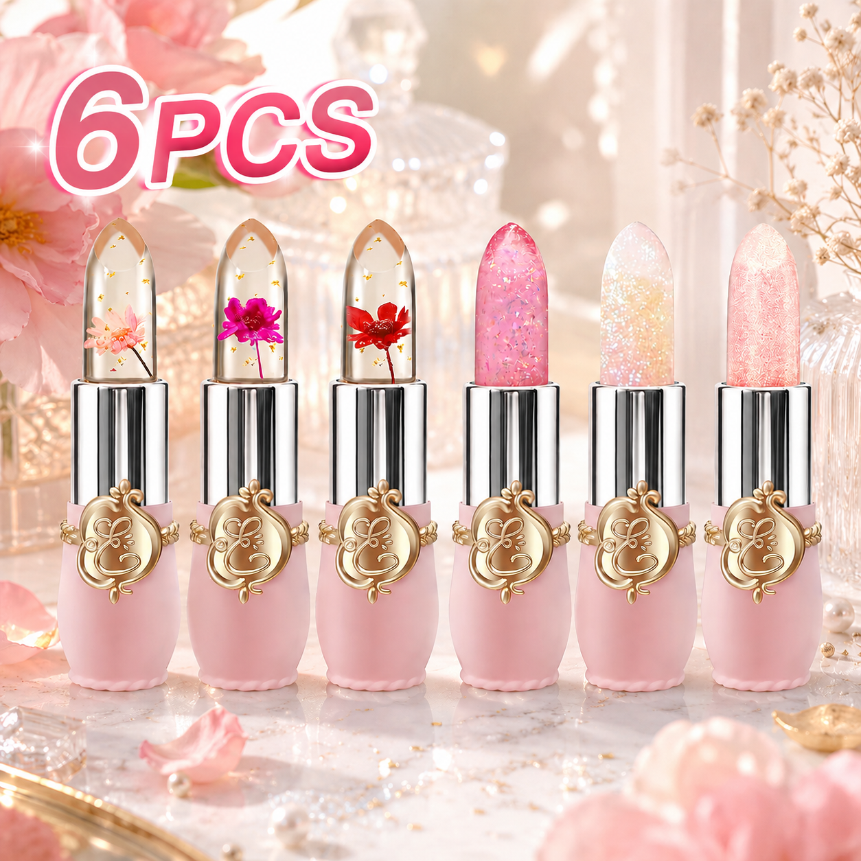 6-Piece Floral Jelly Lipstick Set