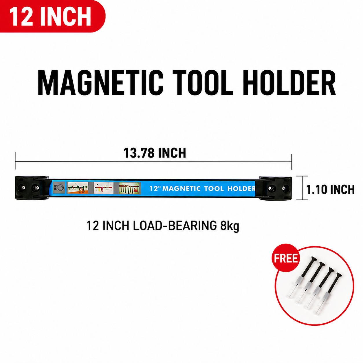 Holder Strip Heavy Duty Magnetic Tool Bar Metal Tool Organizer Rack with Mounting Screws