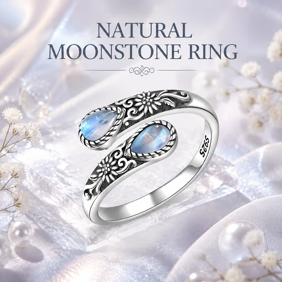 Natural Moonstone Ring – A Gift for Mom, Wife, or Sister