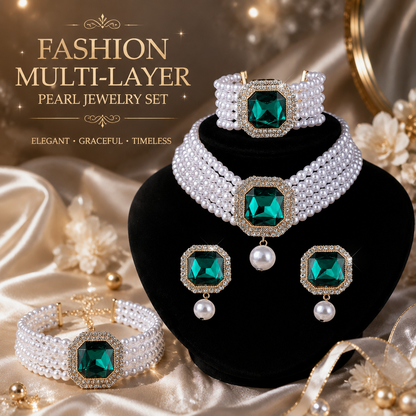 Pearl earring and necklace jewelry set