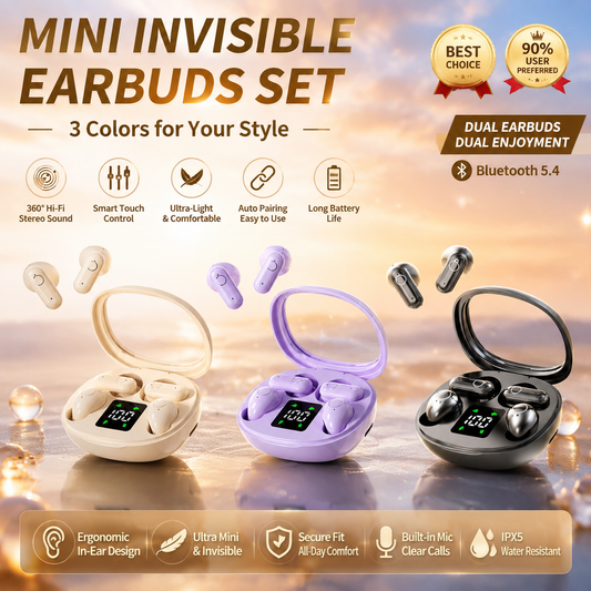 Wireless Bluetooth Headset，Tiny Size Invisible Earbuds，Sleep and Sports Earphones Set