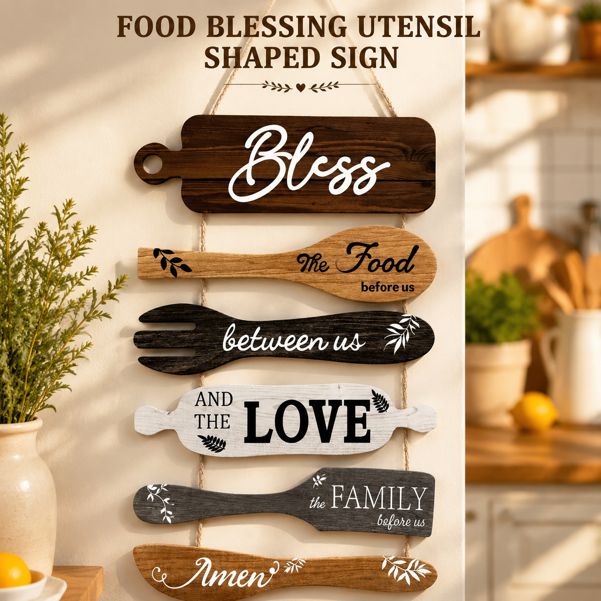 Food-themed hanging plaque shaped like cookware