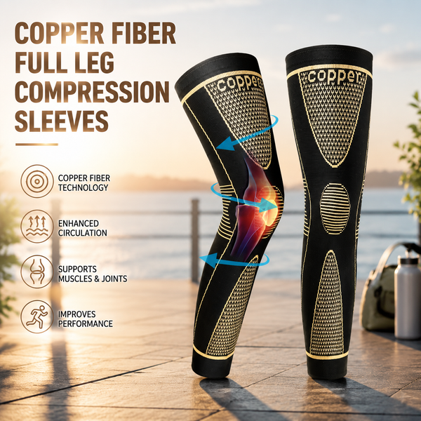 Unisex Copper-Infused Full-Leg Compression Sleeve (20-30 mmHg)