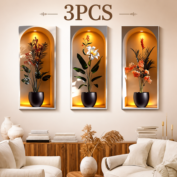 3PCS Elegant Tropical Plant Niche Wall Stickers