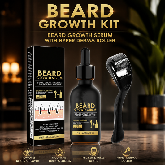 Beard Growth Kit, Beard Growth Kit with Beard Roller, Beard Growth Serum