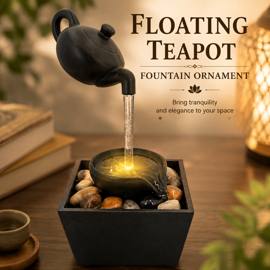 Floating Teapot Water Fountain with LED Lights