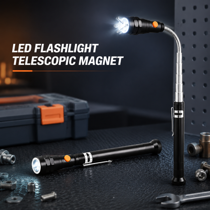 Extendable Magnetic Pickup Tools - Telescoping Magnet with LED Flashlight Gifts for Men