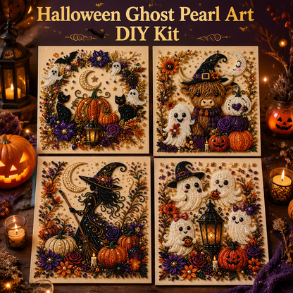 Halloween Ghost Pearl Art DIY Kit, 3D Pearl Mosaic Craft Set