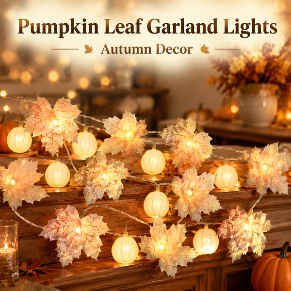 Pumpkin and Maple Leaf Shaped Autumn Decorative String Lights