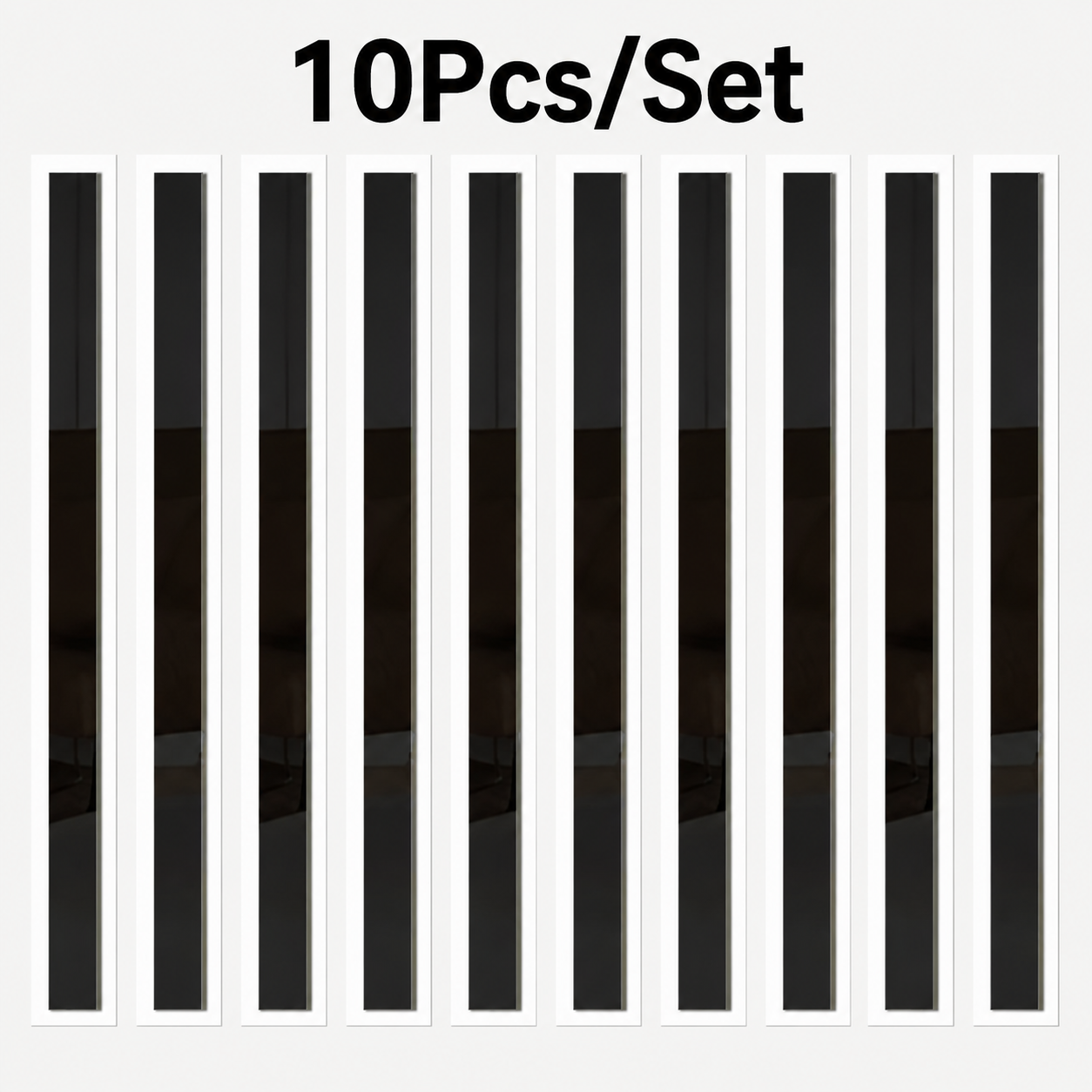 10-Piece Set of Long Acrylic Mirror Wall Stickers