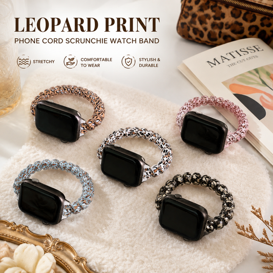 Leopard Print Phone Cord Scrunchie Watch Band
