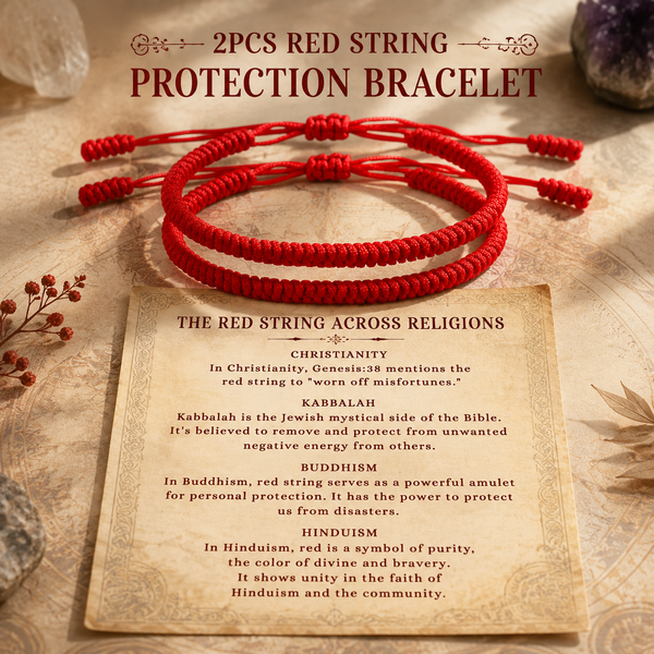 2 PCS Red Protection Bracelets, Vajra Knot (Kabbalah-style) Design