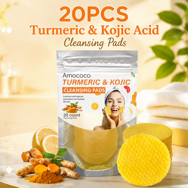 Turmeric & Kojic Acid Cleansing Pads - 20pcs Normal Skin Gentle Facial Cleanser Pads