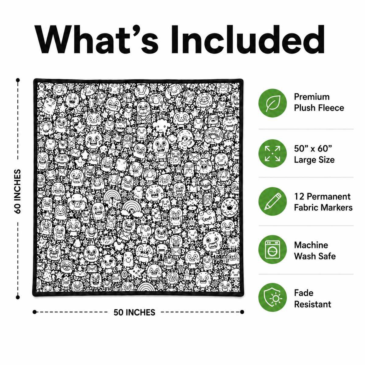 Color-Your-Own Coloring Blanket with 12-Color Marker Set
