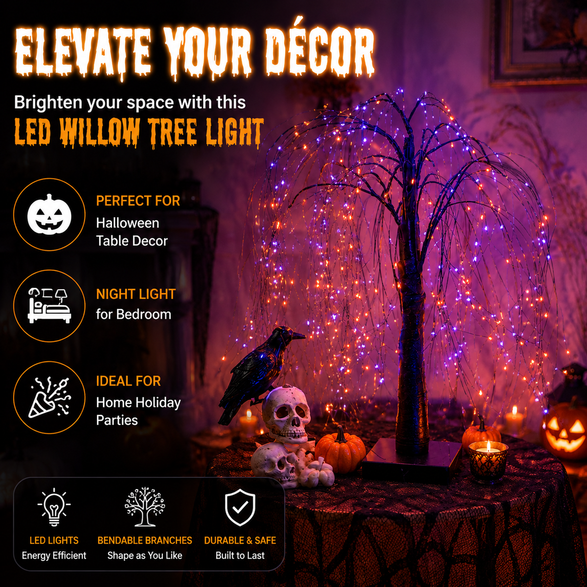 LED Halloween willow tree light