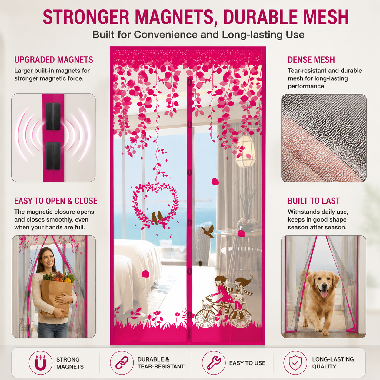 Magnetic Screen Door Mesh – Effectively Keeps Out Flies and Mosquitoes