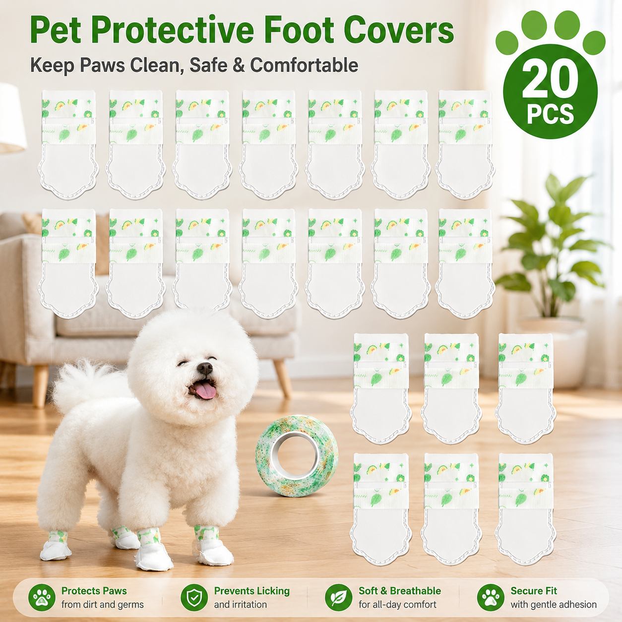 20PCS Disposable Protective Paw Covers for Pets
