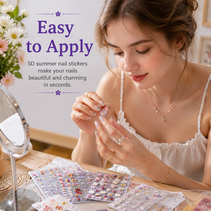 5-Piece Set of Summer Floral Nail Art Stickers