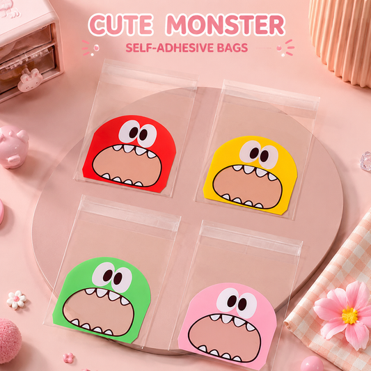100PCS Cute Little Monster Self-Adhesive Bags