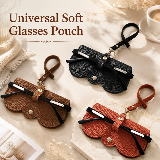 2Pcs Soft Glasses Bag for Women Men, Portable Leather Glasses Case for All Kinds of Glasses