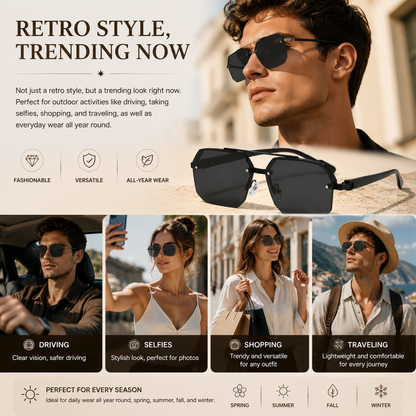Unisex Retro Square Frame Sunglasses