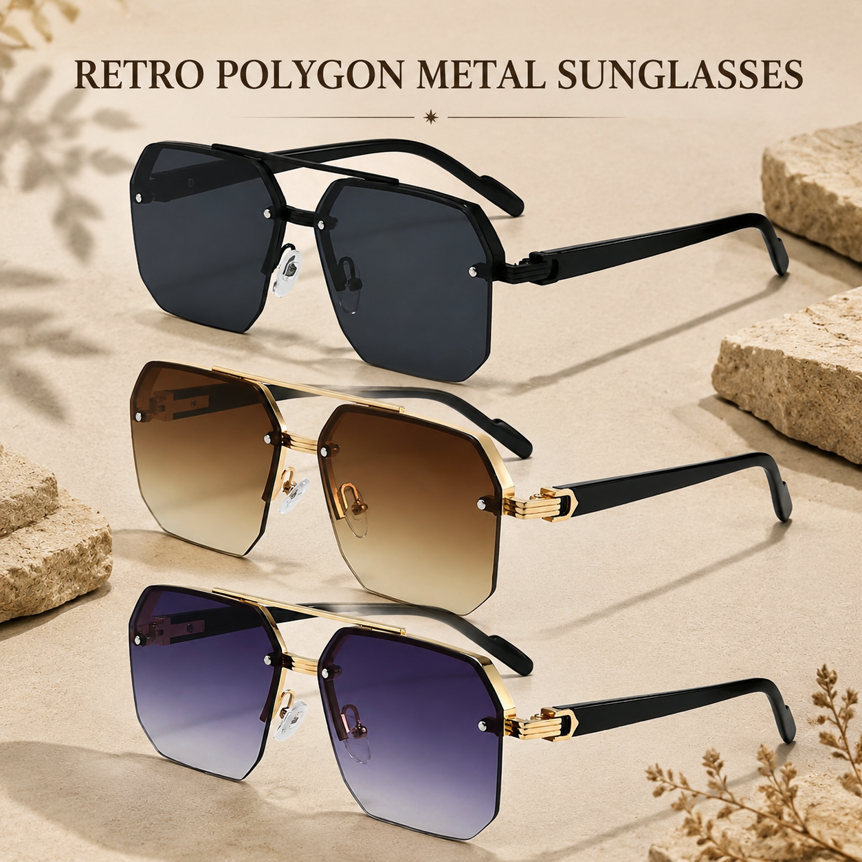 Unisex Retro Square Frame Sunglasses
