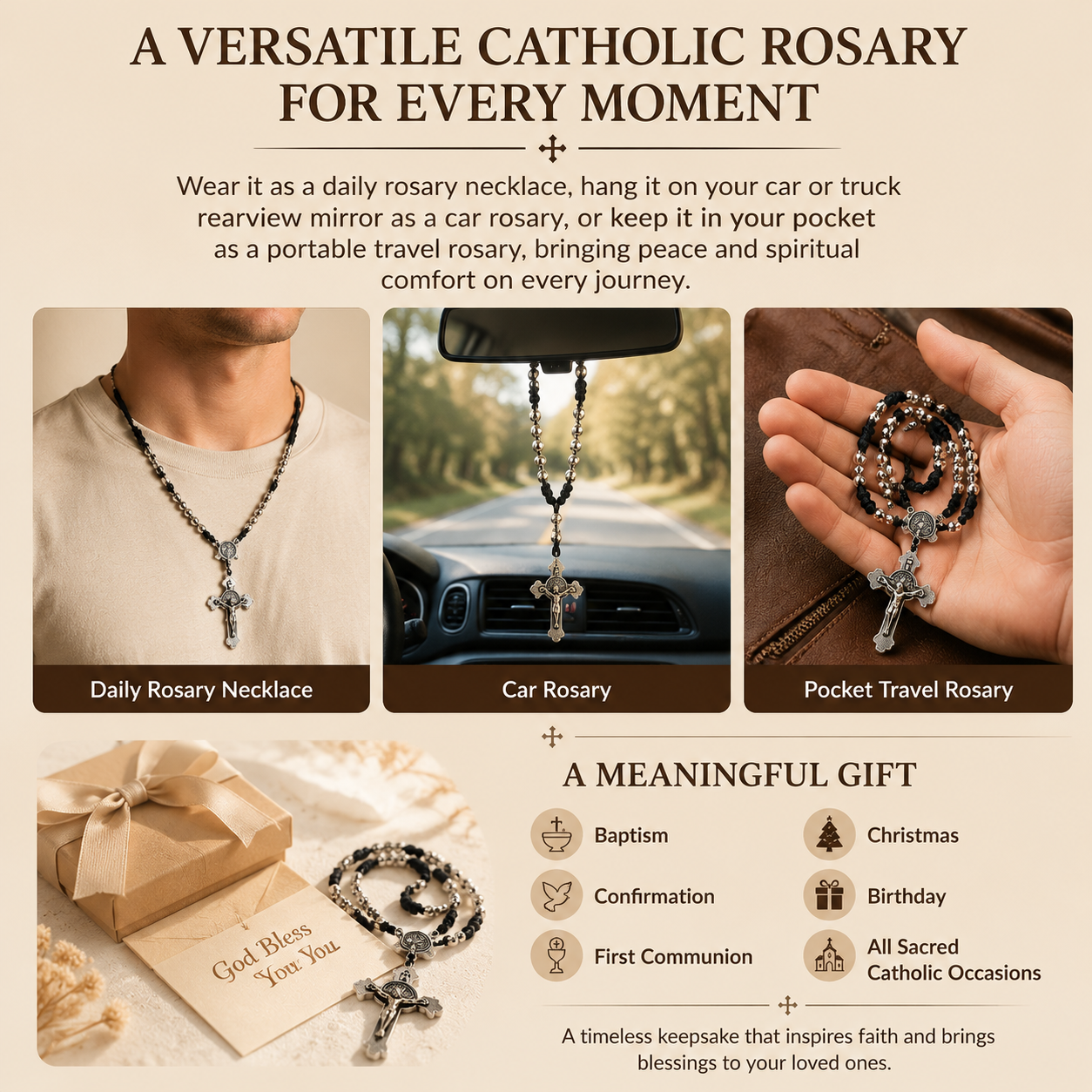 Adjustable cross pendant—a faith necklace suitable for daily prayer.